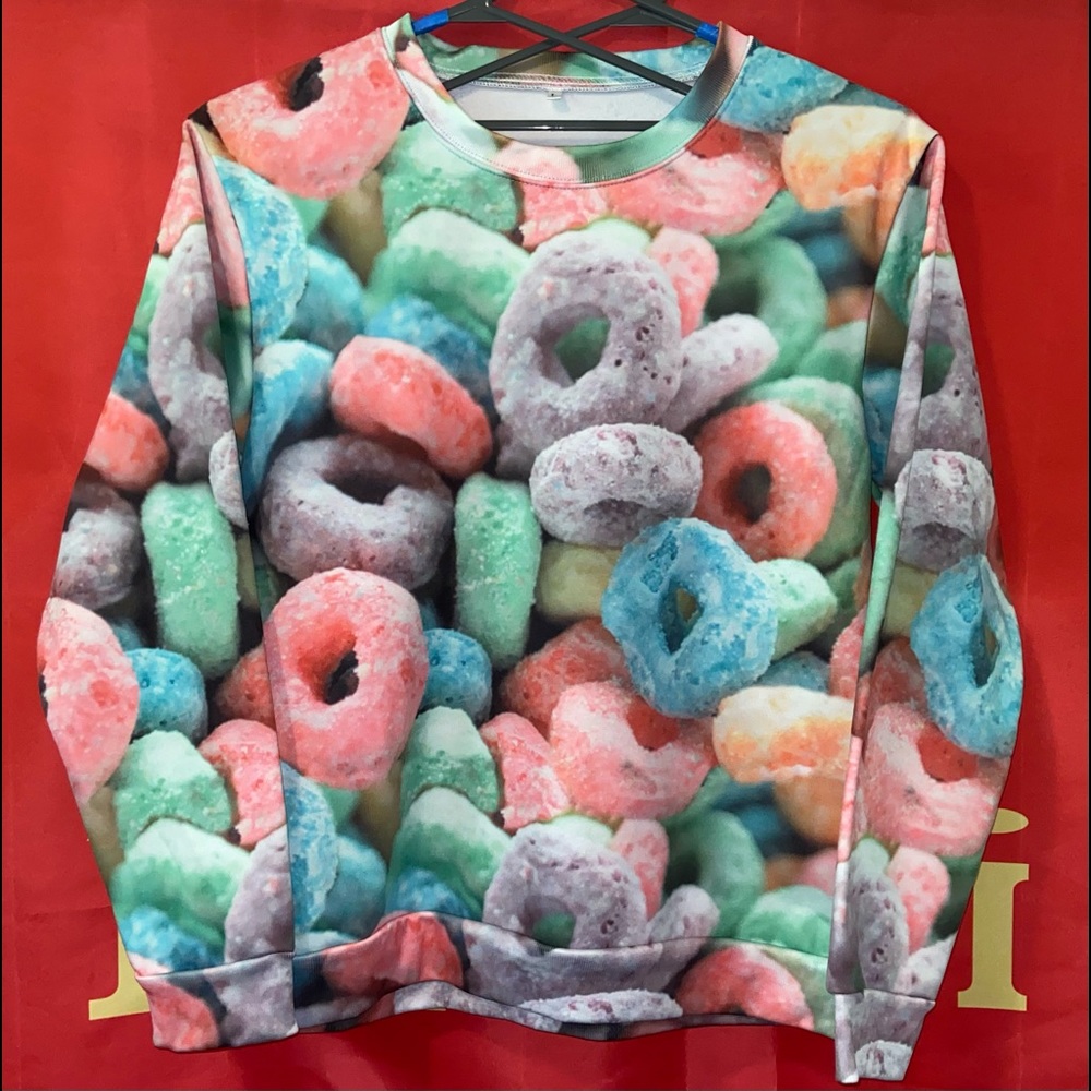 Fruit Loop Cereal Crew Neck Sweater Mens Large Good Cond Great Color Soft Inside